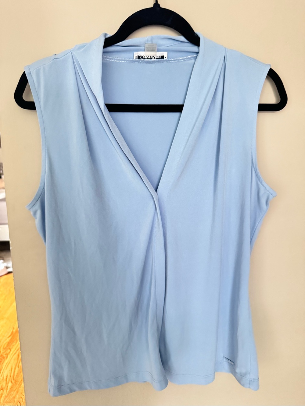 Calvin Klein Sleeveless V-Neck Draped Womens Top